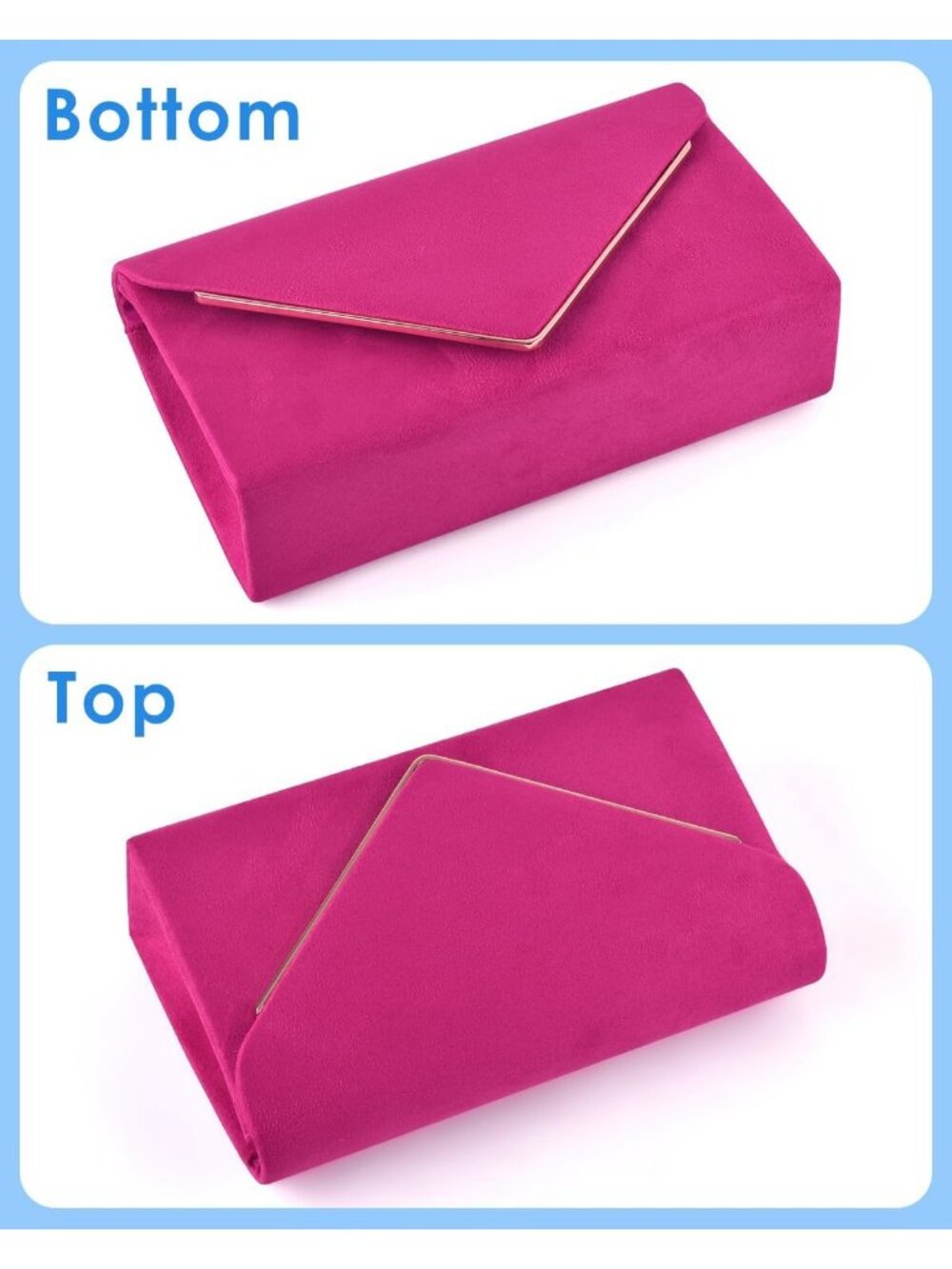 Women's Pink Wedding Party Cocktail Envelope Bags Crossbody Shoulder Handbags - Picture 7 of 7